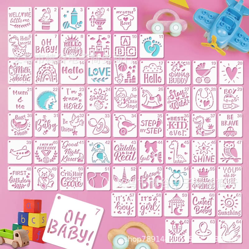 Cross-border Baby Baptism Baby Bottles Newborn Drawing Templates, Photo Album DIY Props, Cartoon Birthday Patterns
