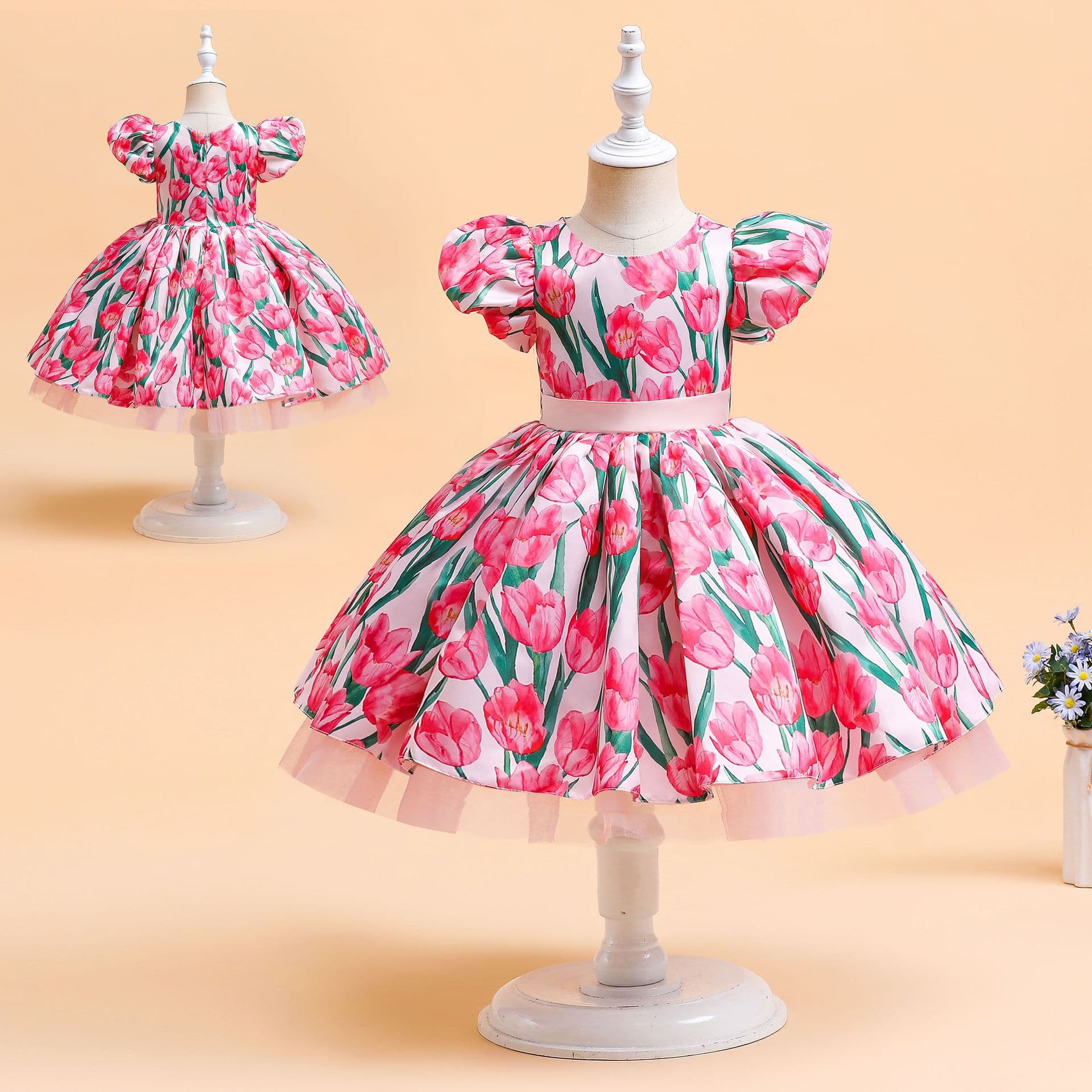 Princess Dress Children's Performance Outfit Floral Print Cute Girl's Skirt Spring Autumn Winter Seasonal Polyester Cotton Blend