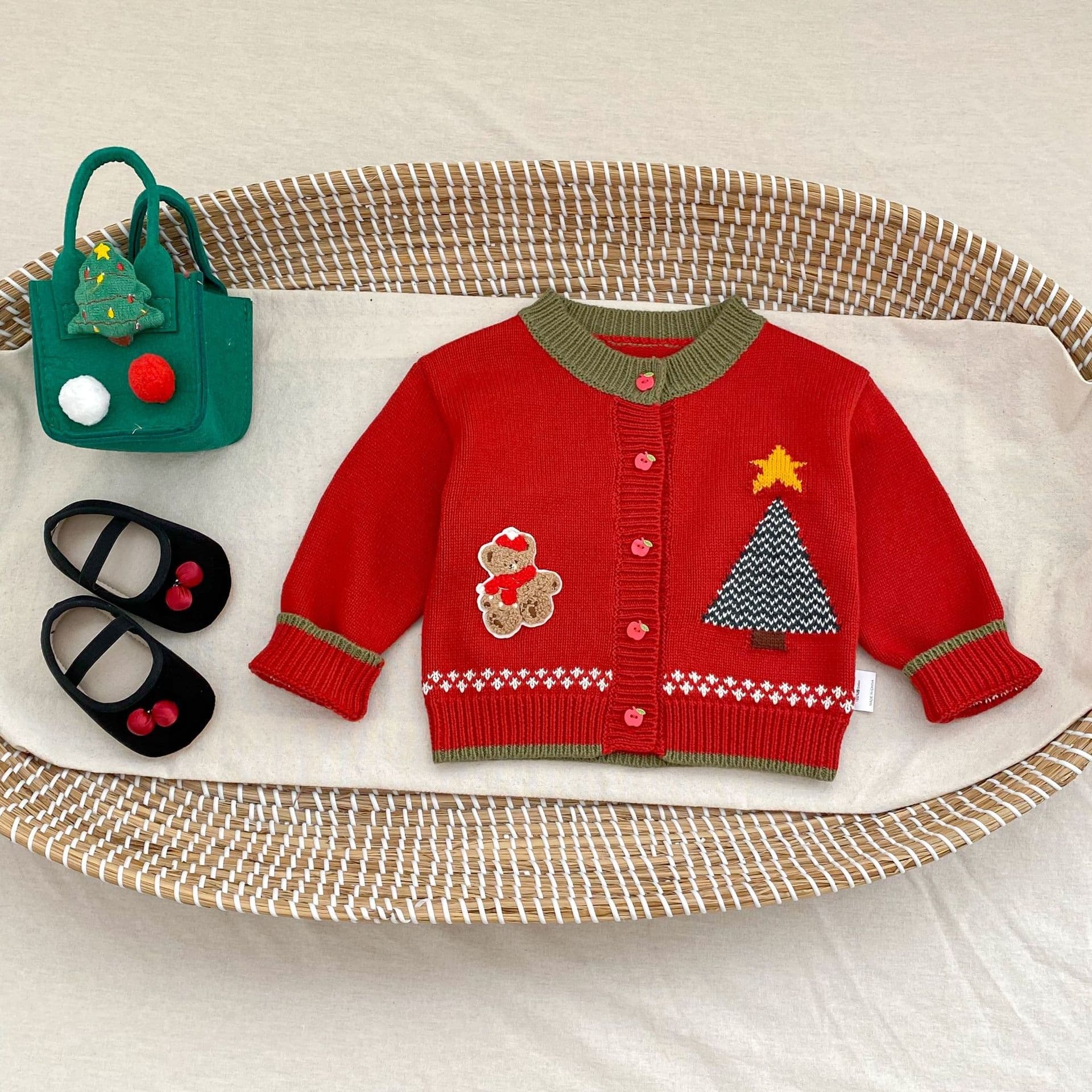 Children's Sweater Cardigan Christmas New Year's Clothing Baby Cotton Round Neck Sweater Boys Girls Knitted Sweater Jacket Tops