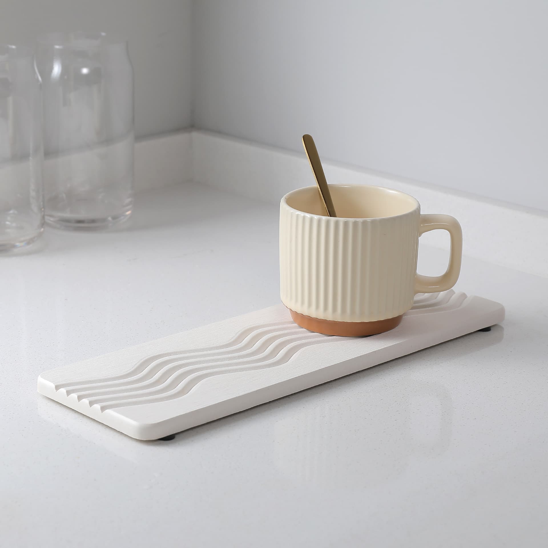 Cross-border Amazon Diatomaceous Earth Absorbent Drying Mat Sink Organizer Rack Drain Cup Mat Bathroom Quick-Dry Sink Rack