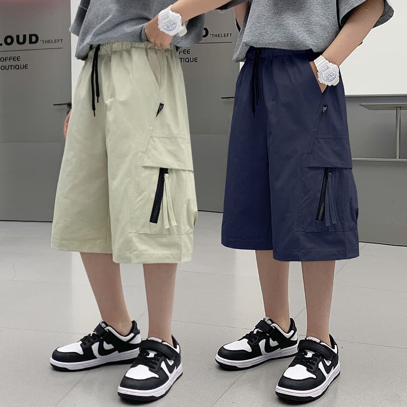 Boys Summer Pants Thin Quick-Dry 5/7 Length 2026 New Style Mid-Large Kids Cargo Shorts