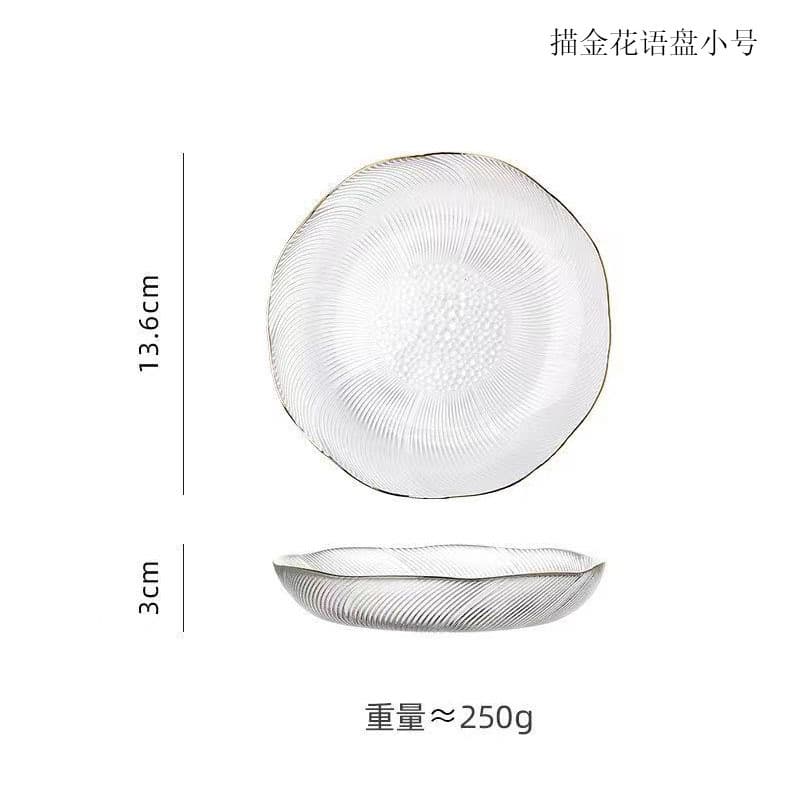 Home Lead-Free Crystal Glass Fruit Plate Glass Salad Bowl Snack Serving Tray Large Fruit Tray Light Luxury