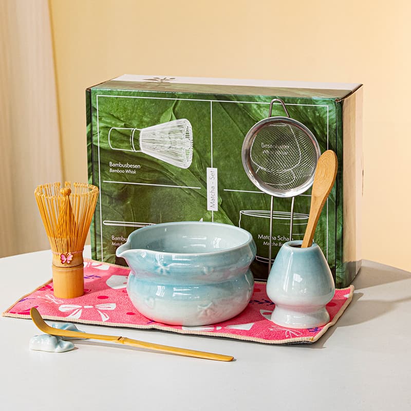 Cross-border Souvenir Matcha Tea Set, Japanese-style High-end Ceramic Matcha Gift Box with Matcha Bowl and Whisk