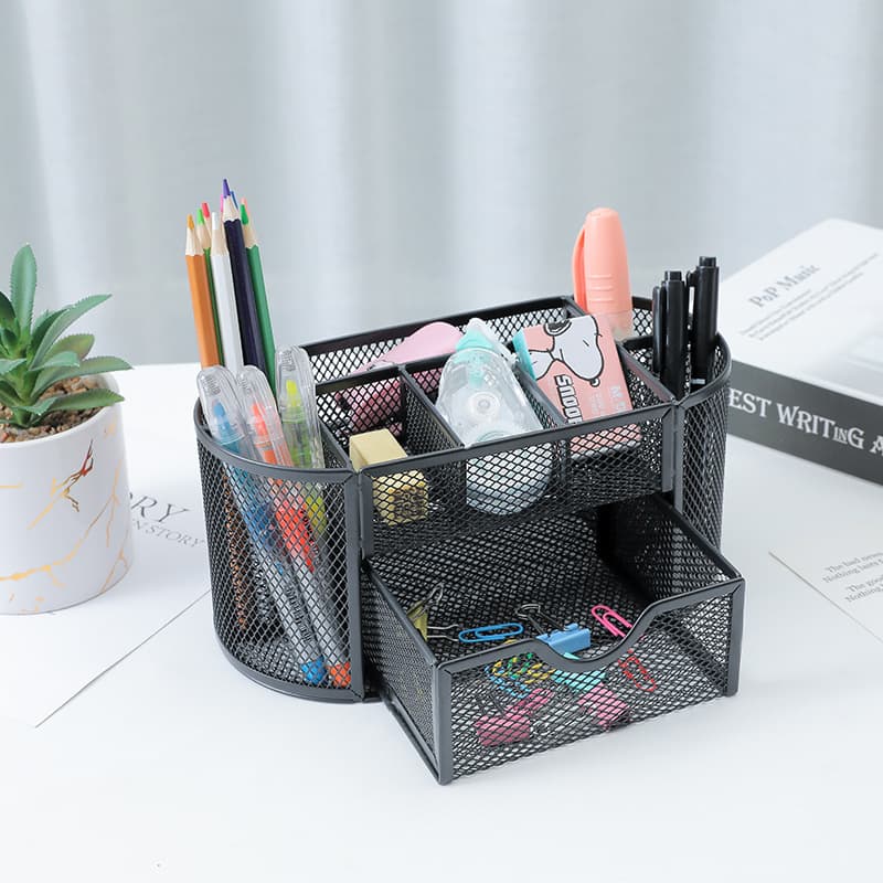 9-grid Metal Wire Mesh Combined Pen Holder, Student Stationery Creative Storage Box, Iron Art Desktop Pen Organizer