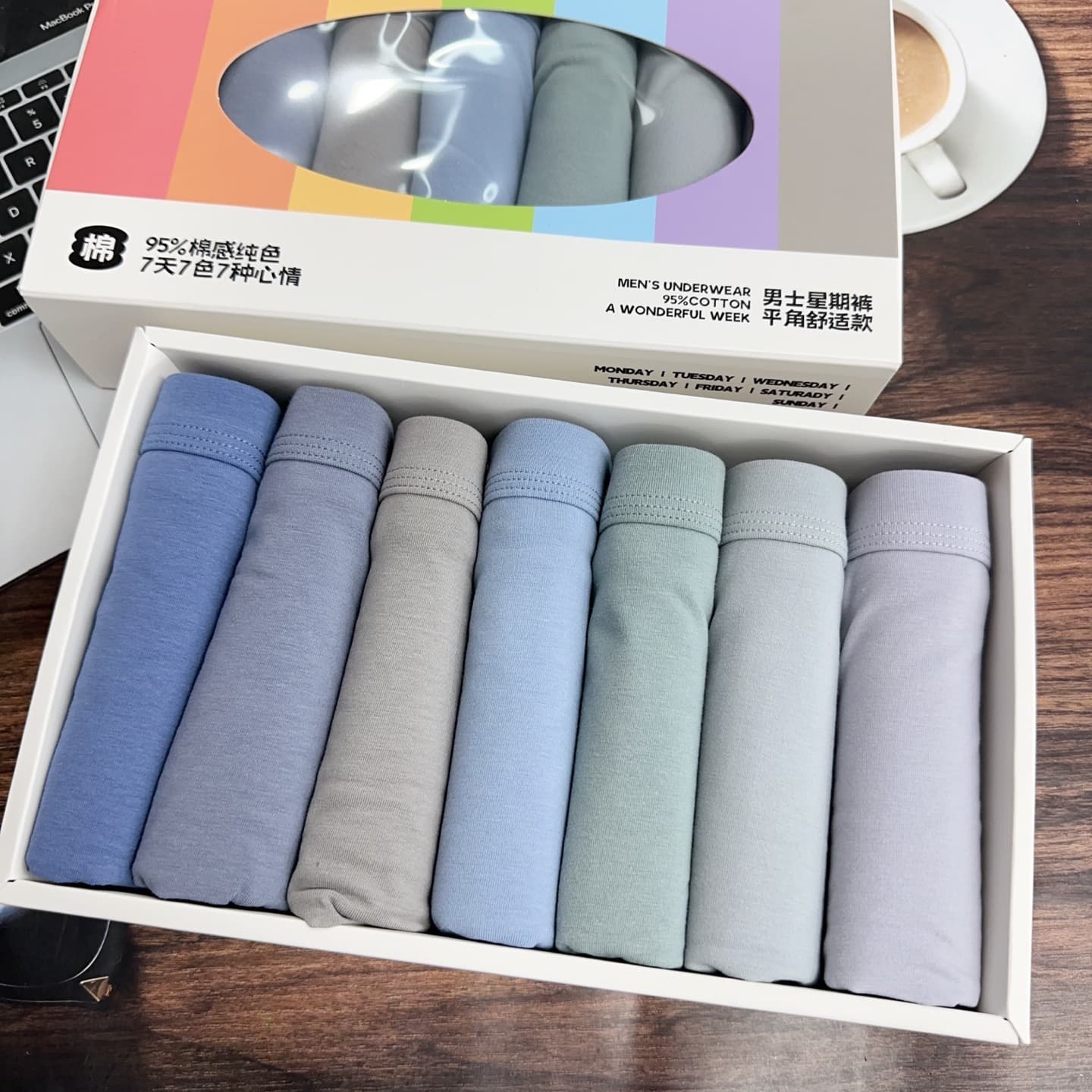Premium Boxed Weekly Men's Briefs 60s Soft Cotton 7A Mulberry Silk Antibacterial Inner Lining Men's Boxer Shorts Wholesale