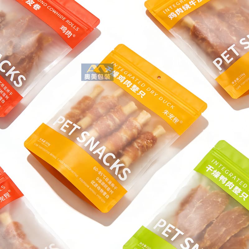Small batch customized pet freeze-dried snack packaging bags plastic composite matte food bags dog and cat food ziplock bags
