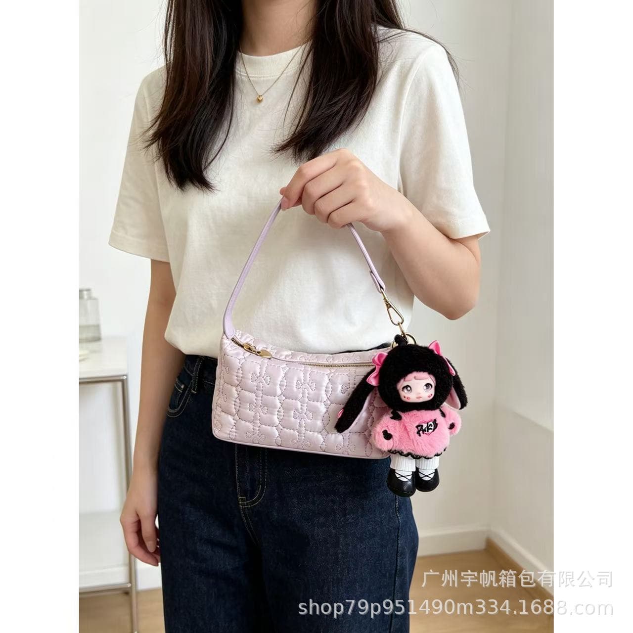 Handbag Small Tote Bag Sweet Satin Women's Bag Quilted Underarm Bag Daily Commuting Versatile Shoulder Shoulder Crossbody Bag