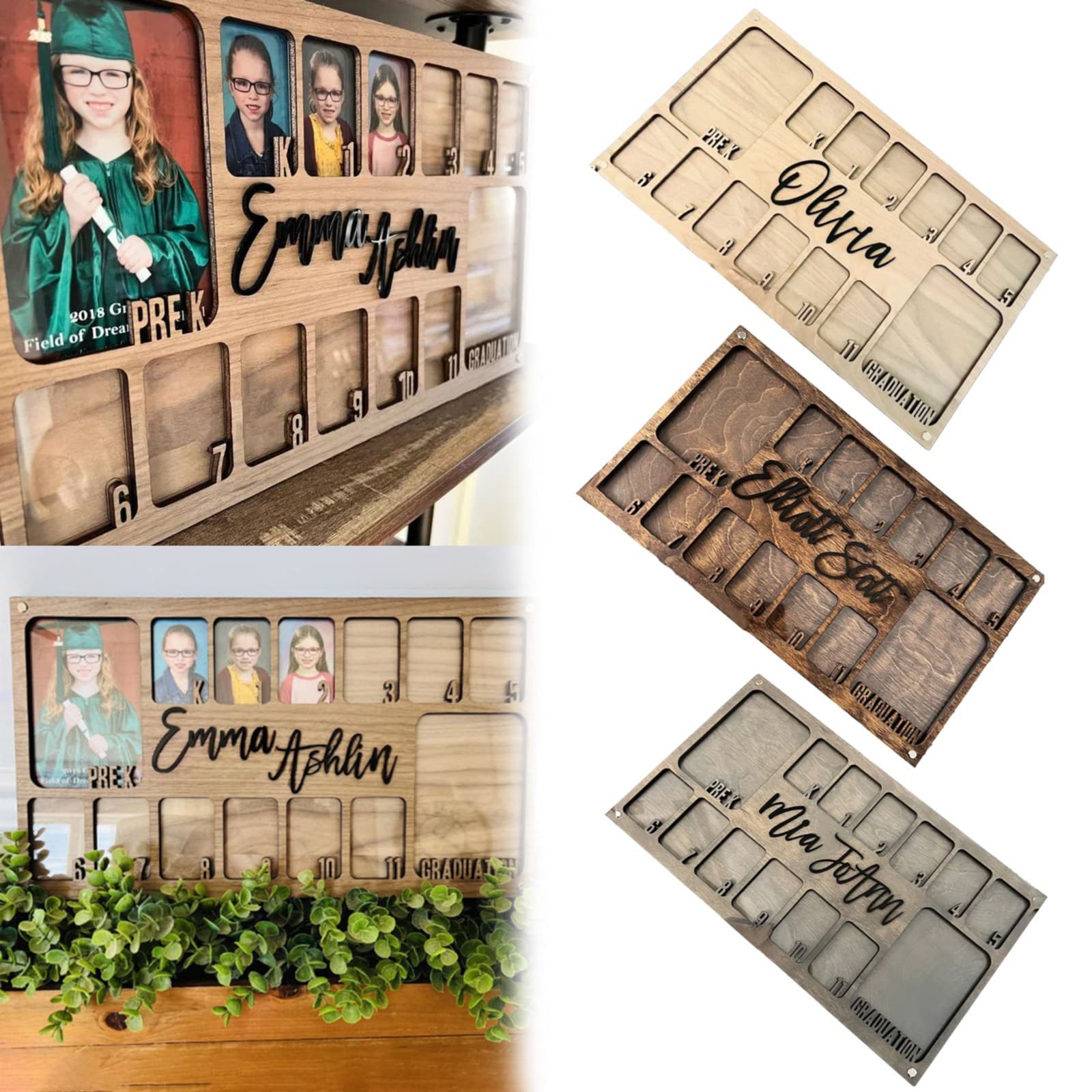 Cross-Border New Product Amazon School Year Frame Preschool to Graduation Frame DIY Wooden Frame Decoration