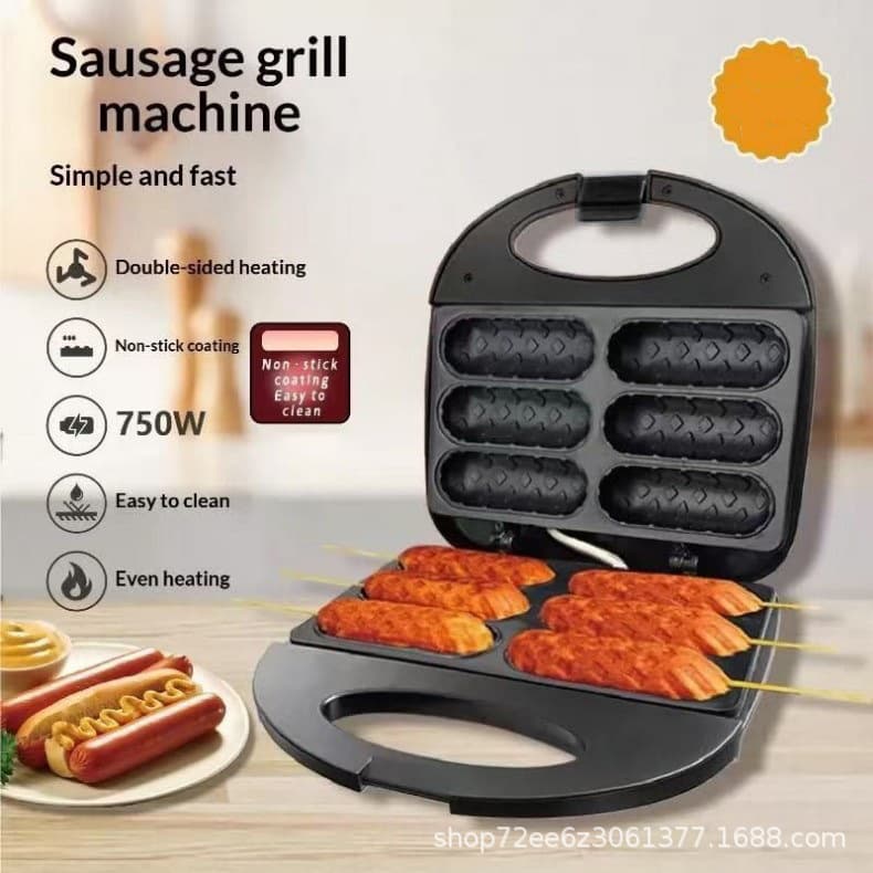 EU/US Standard 110V Sausage Grill Cross-border Hot Dog Machine Breakfast Sausage Cooker Ham Sausage Machine Griddle