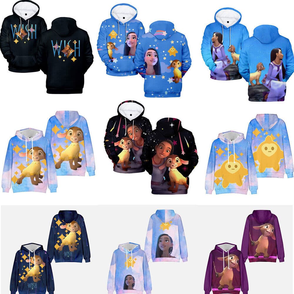 Cross-border foreign trade movie Wish Princess Asha Valentino 3D adult hoodie couple for men and women