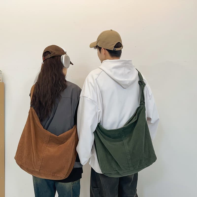 Large Capacity Corduroy Backpack 2024 Fall Fashionable Women's Shoulder Bag Trendy Simple Crossbody Bag Tote Bag