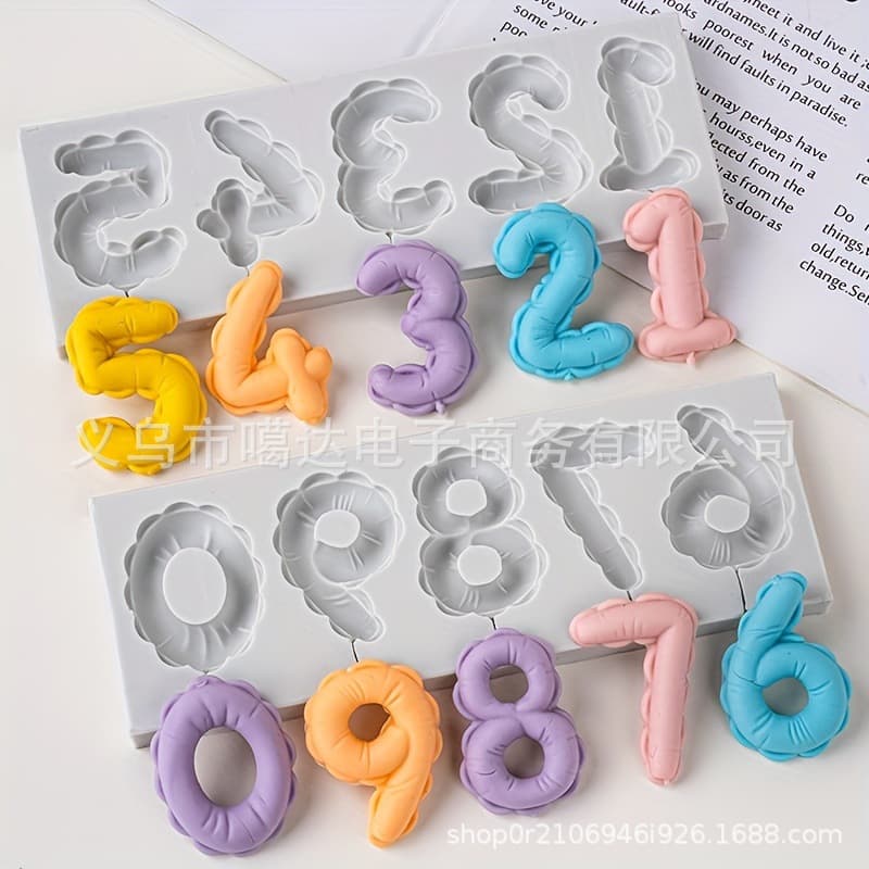 Cross-border best-selling 0-9 balloon fondant silicone molds for children's birthday cake DIY decorations