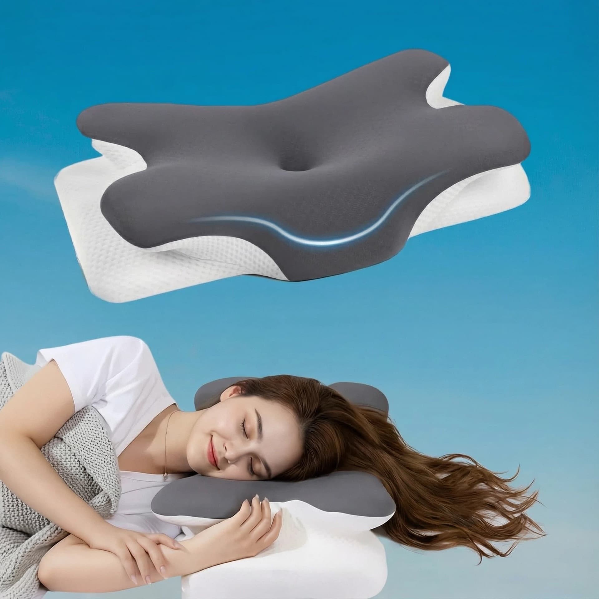 Memory foam pillow core, slow rebound memory pillow, medical care special cervical pillow, replaceable pillowcase, neck pillow, type A