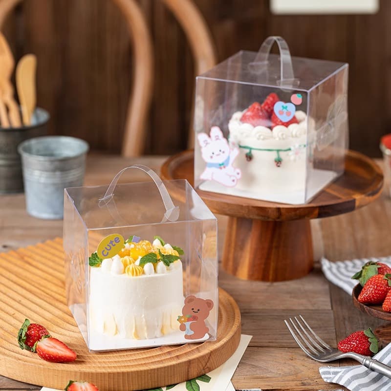 4 Inch Transparent Cake Box with Handle, Tall Design for Baking, 2/3/5 Inch Mousse and Layer Cake Packaging Box