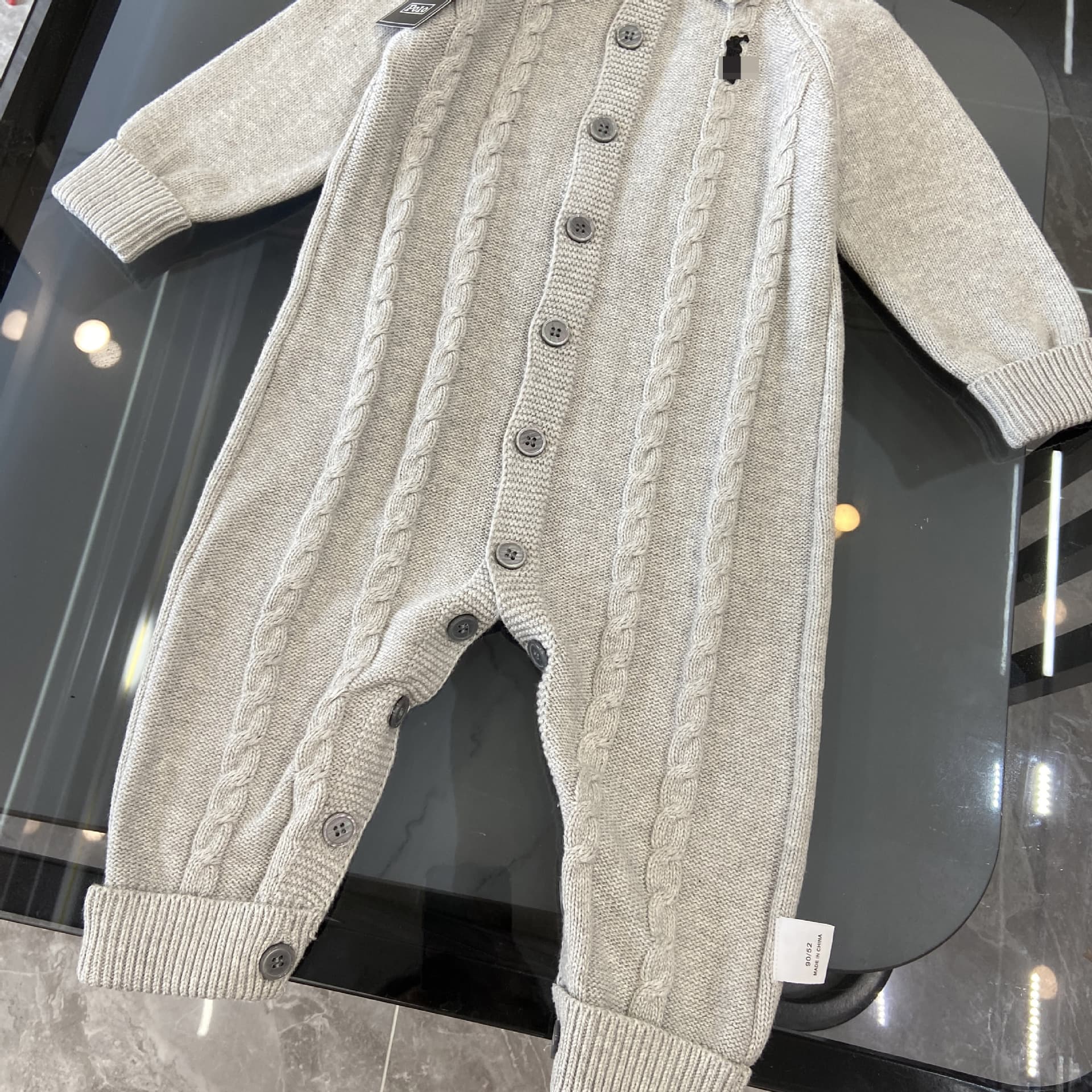 Baby Boy Knitted Romper Trendy New Fall/Winter Long Crawl Suit Outwear Cable Knit Hemp Style Romper