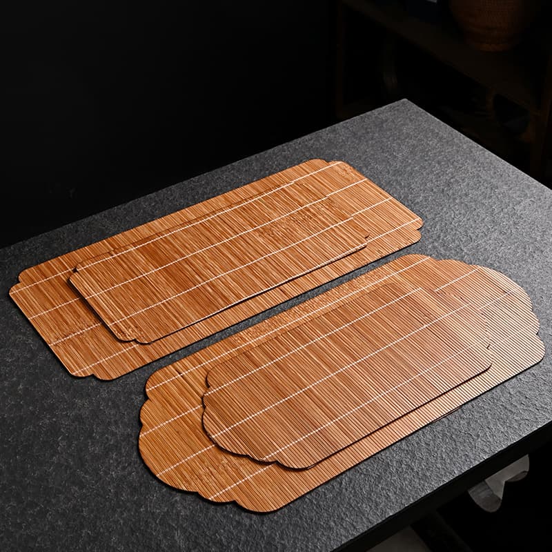 Natural Double-sided Tea Mat, Handmade Bamboo Woven Tea Mat, Vintage Lacquer Heat Insulation Waterproof Dry Brewing Tea Mat, Teapot Mat, Table Flag