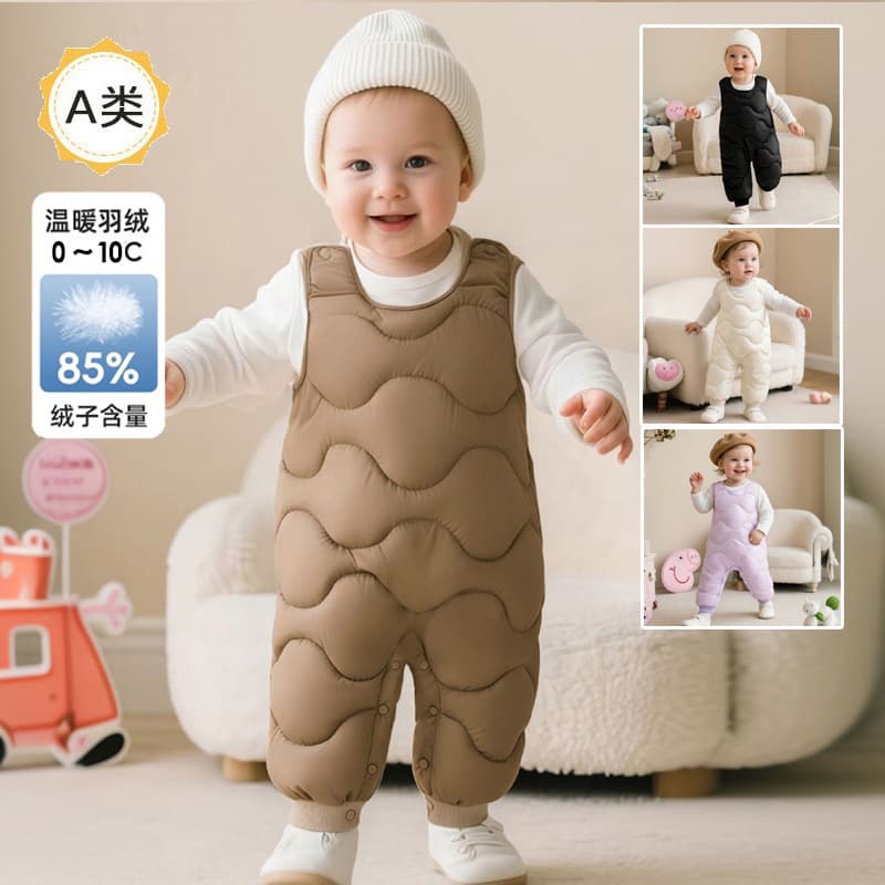 Wholesale Children's Clothing 2025 Infant Down Overalls, Unisex Kids' Lightweight Three-Proof Warm Rompers for Outer Wear