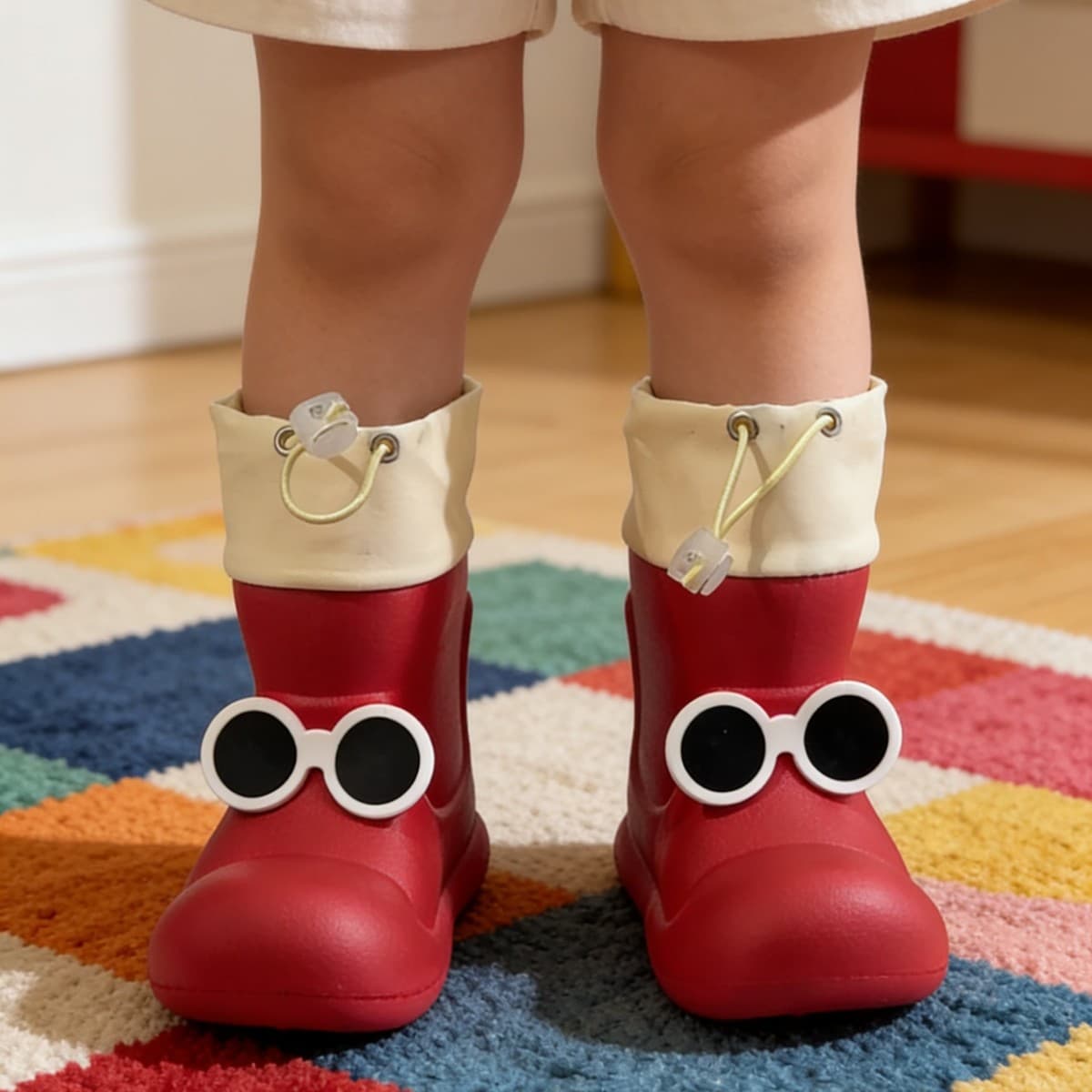 Children's Rain Boots, Cute Waterproof Kindergarten Rain Shoes with Glasses, Baby Water Shoes, Ultra-Light Rain Boots for Toddlers