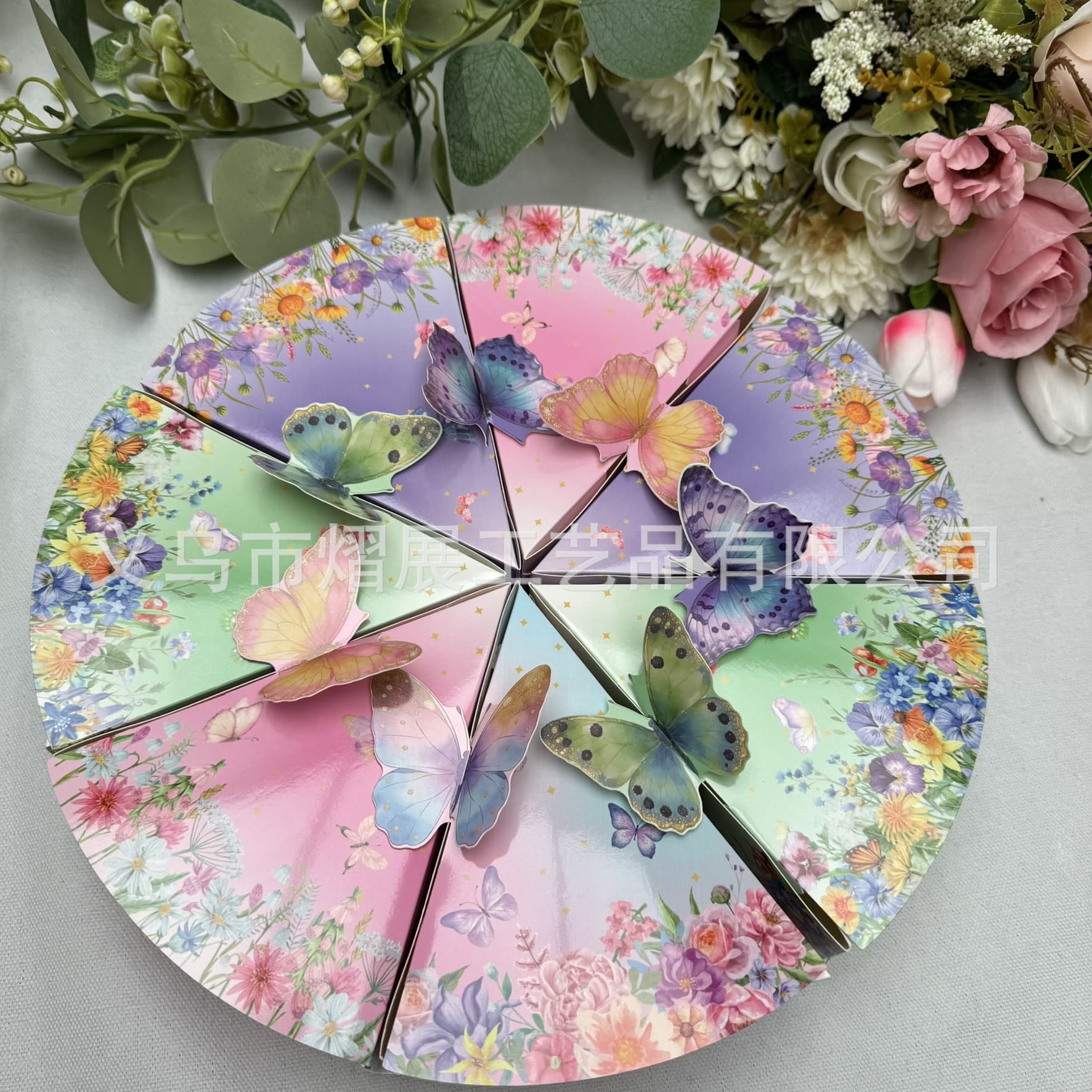 Butterfly 3D Triangle Cake Candy Box Birthday Party Creative Gift Box Spring Tea Party Decorative Paper Box