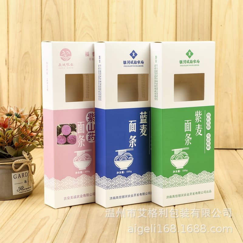Printable Logo 500g Rye Buckwheat Noodles Packaging Box Color Box Hollow Noodles Kidsren's Pasta Carton