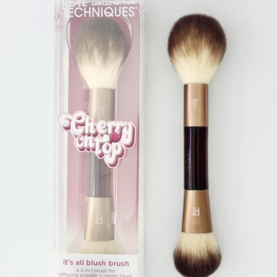 RT Cherry Series Eye Brush Facial Brush Set Makeup 2-in-1 Highlight Powder Brush Nylon Bristle Makeup Brush Set
