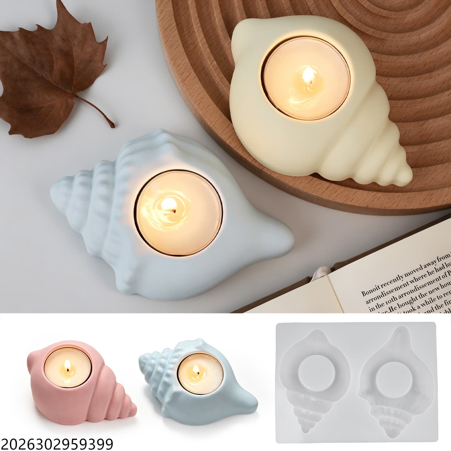 diy gypsum cement aromatherapy candle holder ocean conch shell candle holder mirror silicone mold ornaments