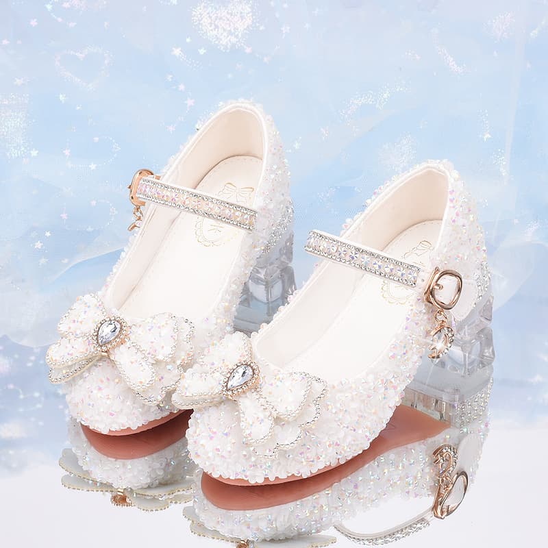 New Girls' Flats Korean Style Children's Crystal Shoes, Stylish Little Girl's Princess Boots, Piano Dance Fashion Show Performance Shoes