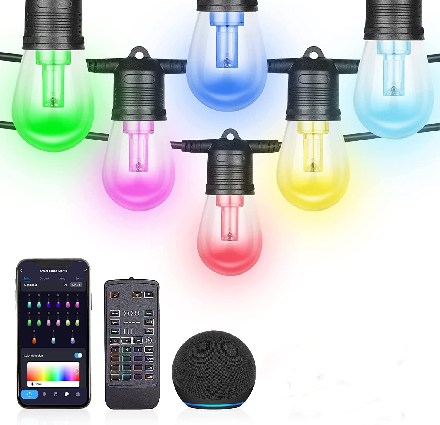 Cross-border New Outdoor LED Christmas String Lights Bluetooth Smart Colorful String Lights Festival Atmosphere String Lights