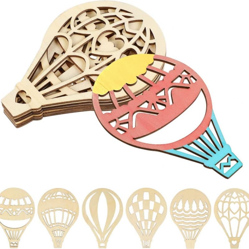 Cross-border Carved Hot Air Balloon Wood Blank DIY Painting Graffiti Wooden Piece Home Wall Decoration Hanging Ornament