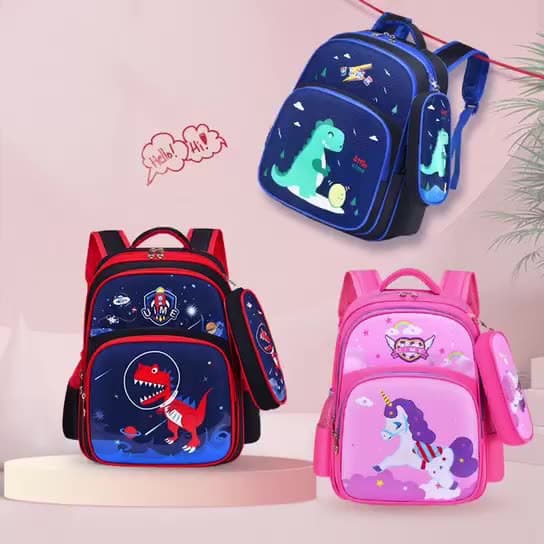 Cross-border Elementary School Backpack for Girls Boys Grades 1-6 Cute Cartoon Kids School Bags