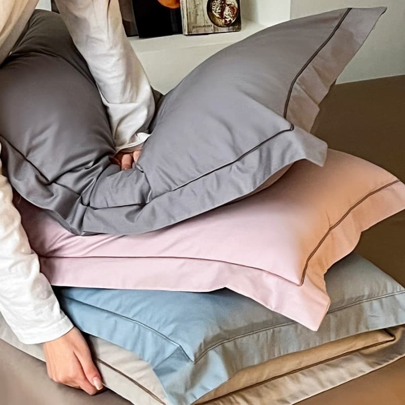 Xinjiang long-staple cotton pillowcases, one pair, solid color, hotel style, pure cotton, home use, 48x74cm