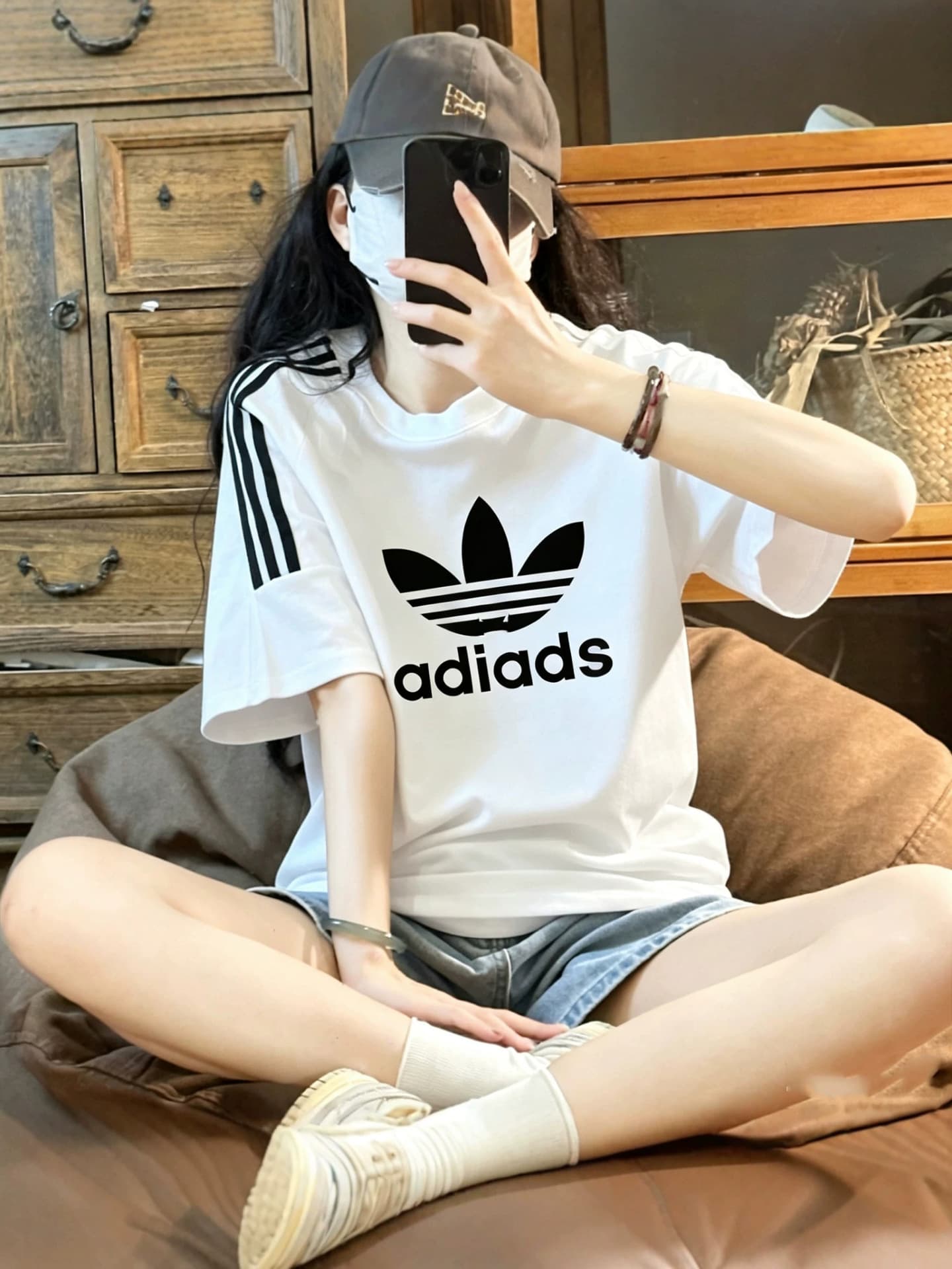 2026 Cross-Border Best Seller Clover Style 210g Pure Cotton T-Shirt American Retro Three-Stripe Crew Neck Short Sleeve
