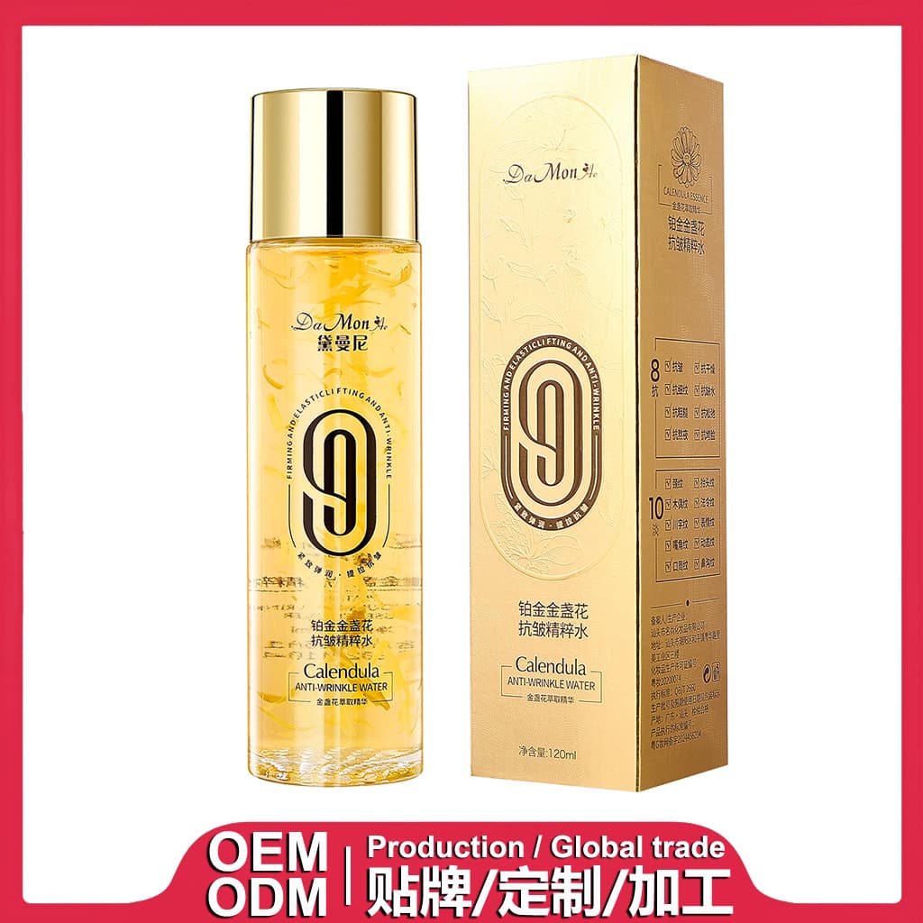 Platinum Calendula Anti-Wrinkle Essence Toner Facial Water for Export Processing, OEM/ODM Customization and Private Labeling