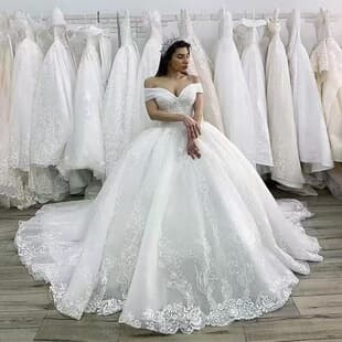 2026 New European American Princess Bride Train Wedding Dress One-Shoulder Train Sheer Deep Backless Lace Wedding Gown