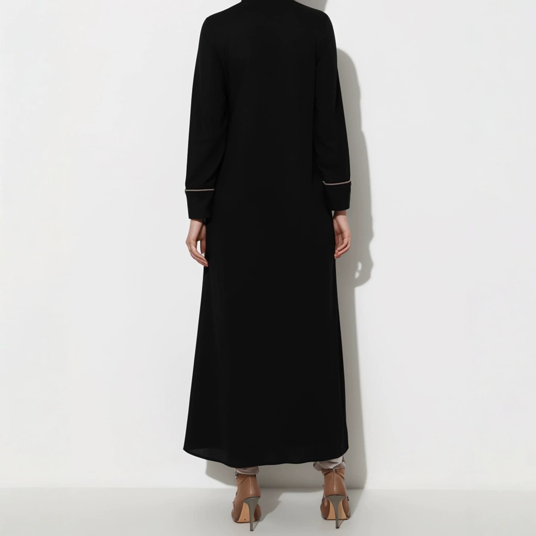 Cross-Border Trade European and American Clothing Southeast Asian Apparel Long Coat Zipper Long Sleeve Autumn Dress to Ankle