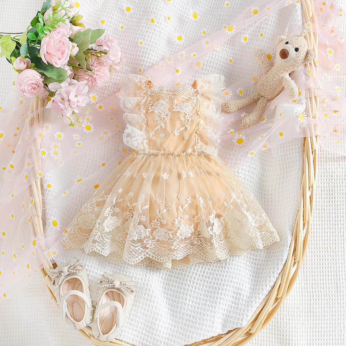 Baby Girls Summer Short Romper Casual Infant Lace Trim Bodysuit Girls Onesie Fashion