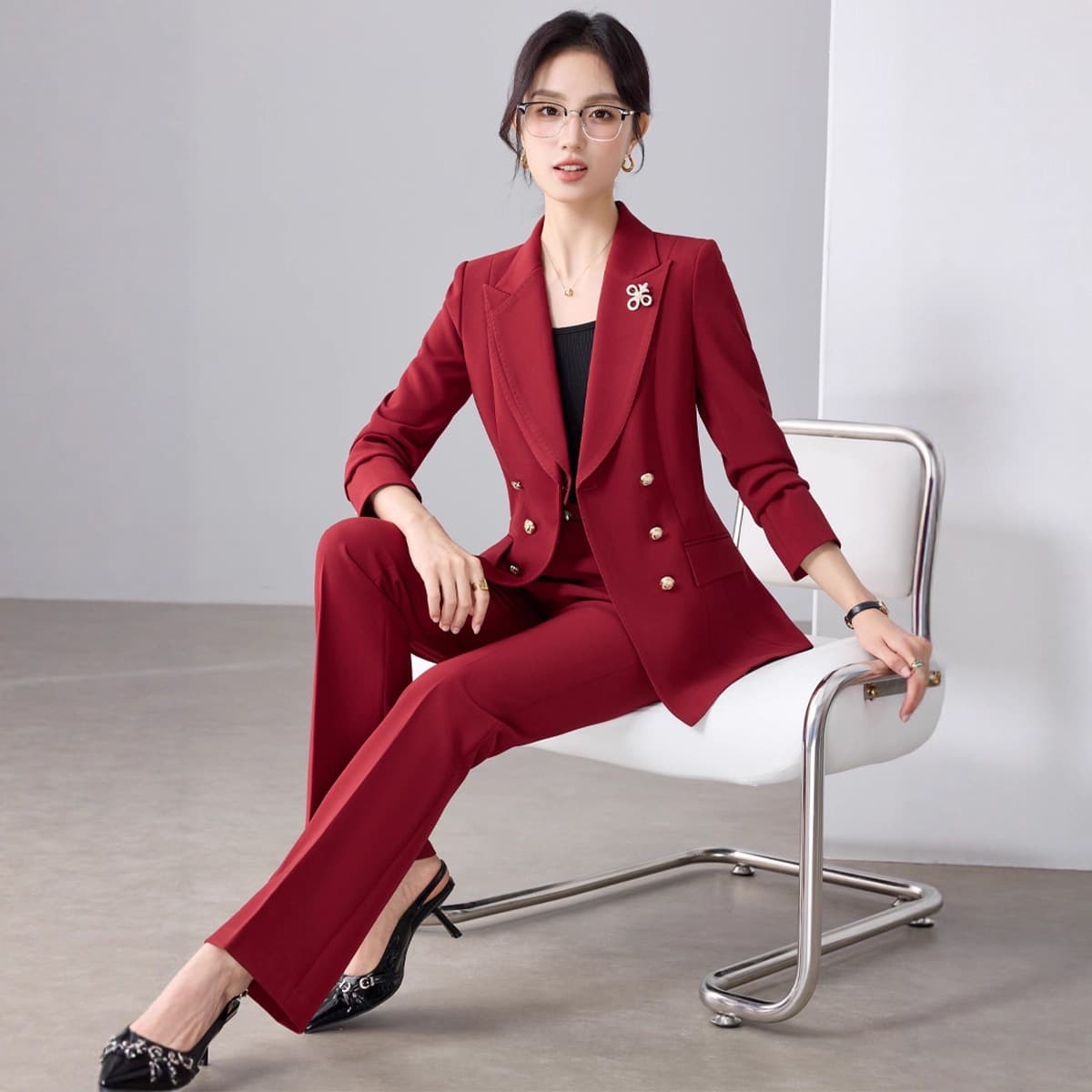 Black professional suit suit for women formal senior college student work clothes small waist slim fit suit jacket
