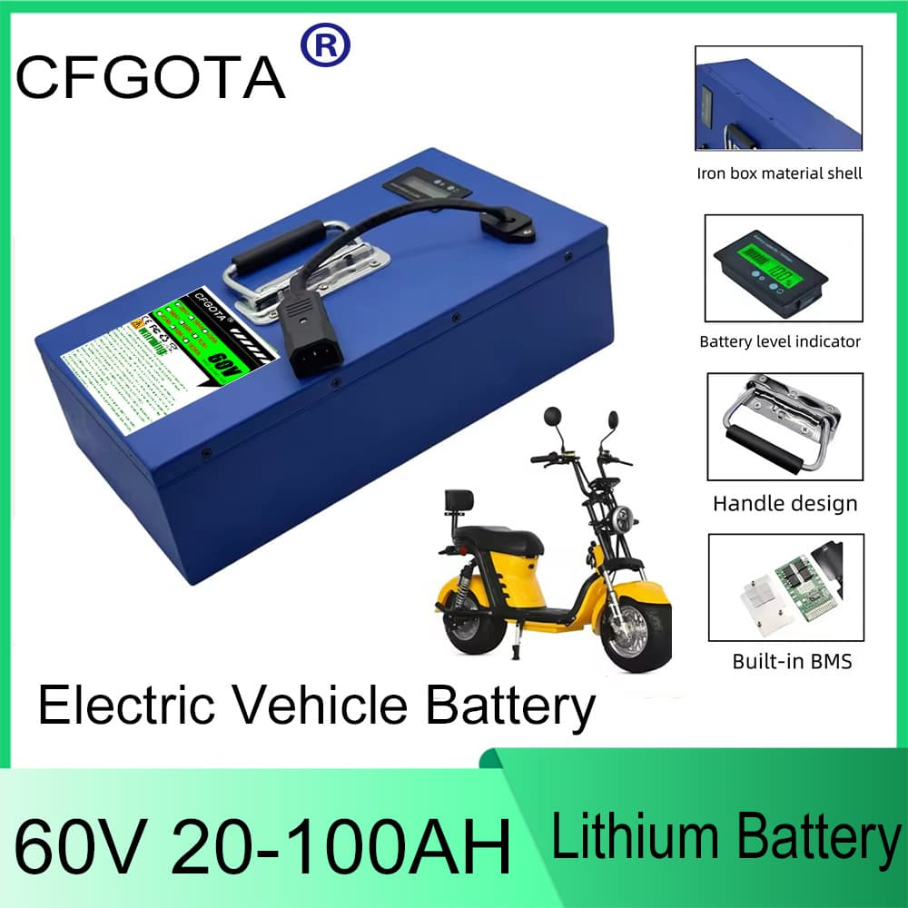 18650 lithium battery 60V 20ah-100ah lithium battery pack, suitable for 250-3000W60 volt large capacity