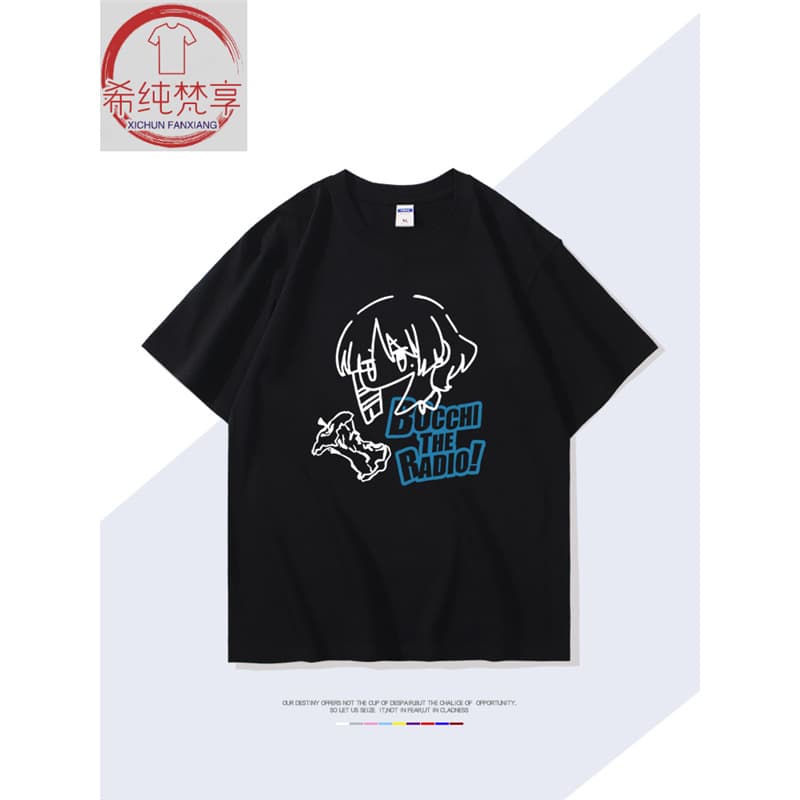 Japanese Anime Bocchi the Rock! Merch Yamada Ryo Cotton Short-Sleeve T-Shirt Men's Summer Casual Trendy Clothing INS