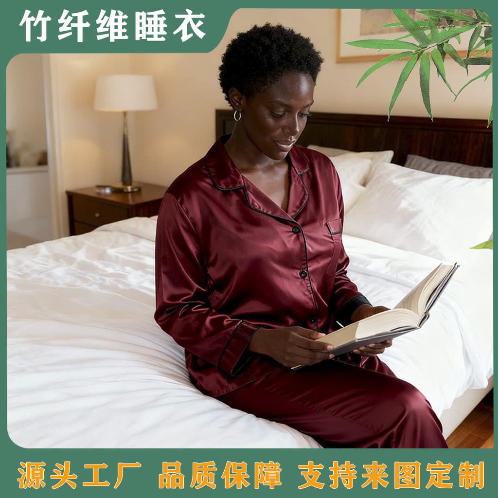 Wholesale Women's Bamboo Fiber Pajama Set for Cross-Border Amazon Fashion Sleepwear