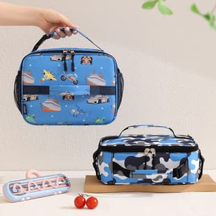 New Cartoon Lunch Bag Thickened Flat Style Cute Kids Handheld Insulated Bag Portable Lunch Box Bag for School