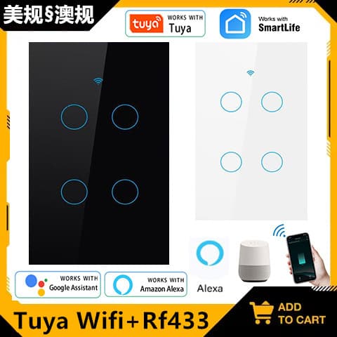 Tuya Touch Switch 220V EU/US WiFi Voice Siri Control 1/2/3 Gang Smart Home Wall Switch