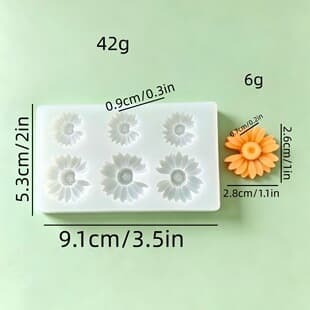 6-Piece Daisy Silicone Mold for Candle, Aromatherapy, Plaster, Soap, Home Candle Decoration Silicone Mold