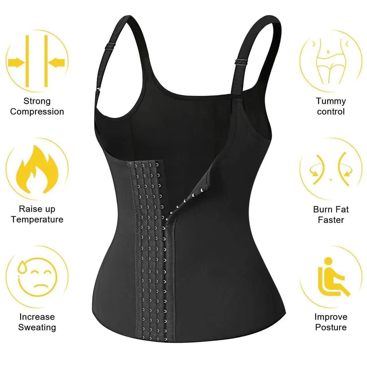 Cross-Border Hot Selling Upper Body Sweat-Inducing Four-Row Button Adjustable Strap Shapewear Corset Postpartum Tummy Control Body Shaper