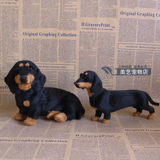 Simulated Dachshund Dog Model Plush Toy Teaching Model Cognitive Animal Famous Breed Window Display Craft Gift