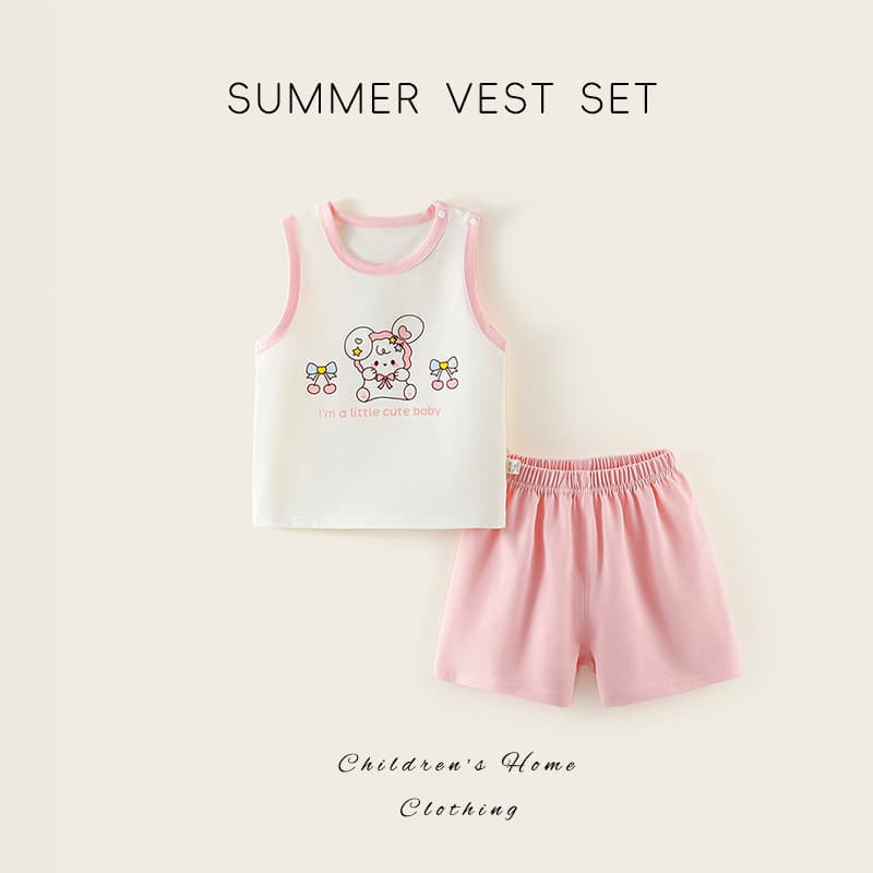 Baby Summer Set Thin Baby Clothes Boys Girls Going Out Jacquard Separate Cotton Vest Shorts Children