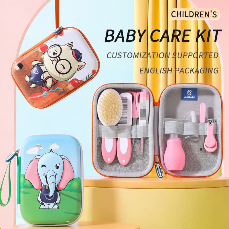 Baby Care Kit EVA 8-Piece Set Baby Cleaning Comb and Brush Set Newborn Nail Clipper Nail File