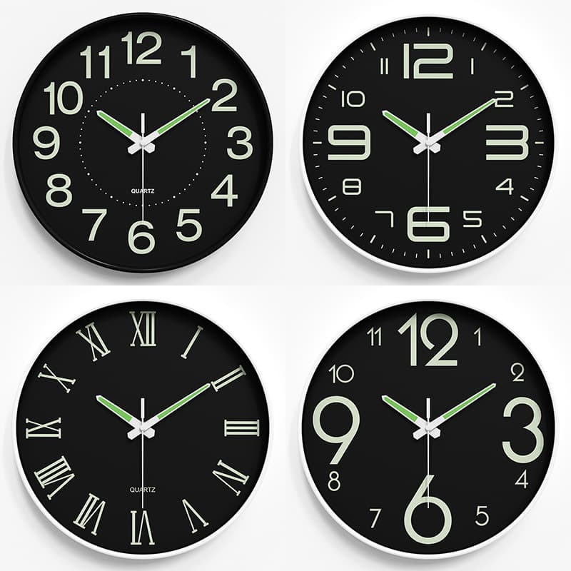 Luminous wall clock silent clock home living room clock wall hanging simple quartz clock wholesale wall cloc 25CM