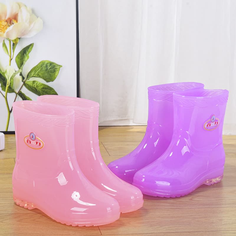 Women's summer non-slip short rubber boots, rain boots, jelly waterproof shoes, transparent mid-calf trendy plastic laundry overshoes