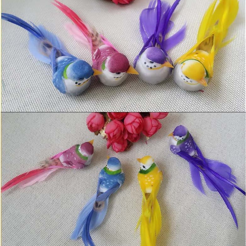 13cm Four-Color Long-Tailed Bird/Little Finch/Silky-Edged Decorative Bird, Artificial Bird Manufacturer Wholesale